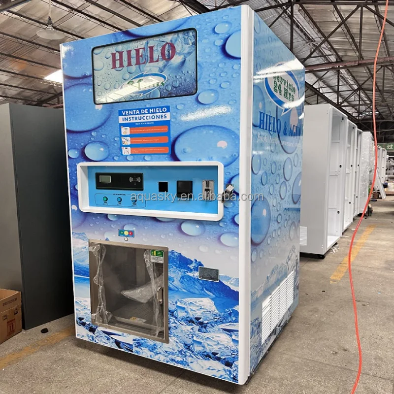Máquina industrial para fabricar hielo de China, 320 kg por día, expendedora de hielo de cubos automática, refrigeración por aire, autoservicio, máquina expendedora de hielo comercial