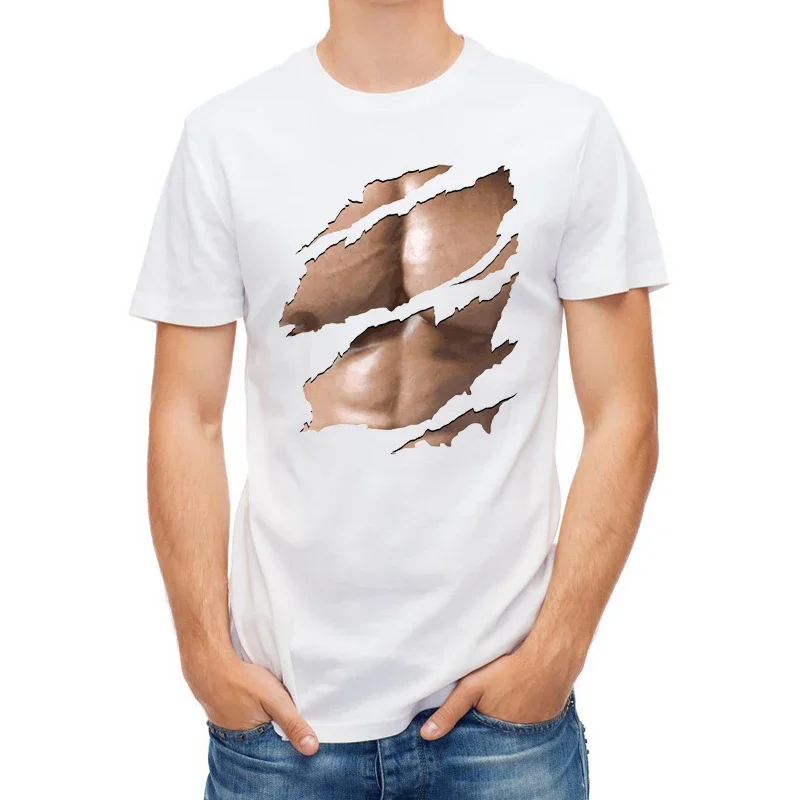 

New Fashion Hip Hop 3d T shirt Men T-shirt Funny Print Chest Hair Muscle High Street Tee Shirtss Summer Male Tshirts