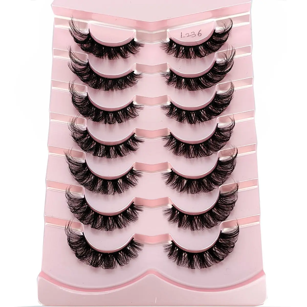 HBZGTLAD NUOVO 7 paia Classic Hybrid Volume Ciglia D Curl Faux Visone Lash Natural Wispy Russian Strip Ciglia Trucco Ciglia Finte