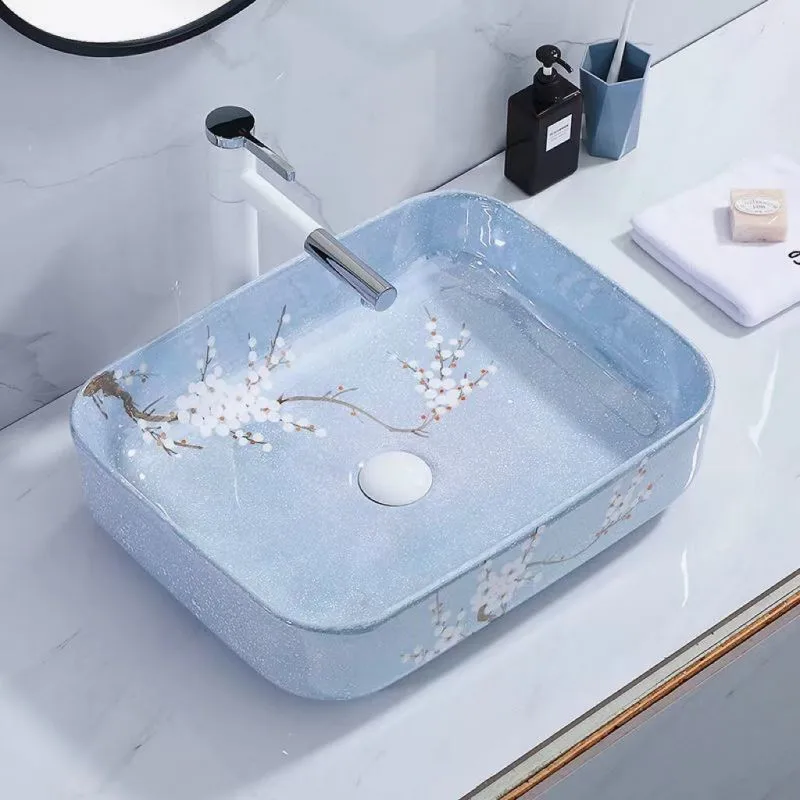 

Легкая роскошная настольная раковина, умывальник для ванной комнаты, межплатформенная раковина китайского искусства, умывальник для дома, скандинавская прямоугольная раковина