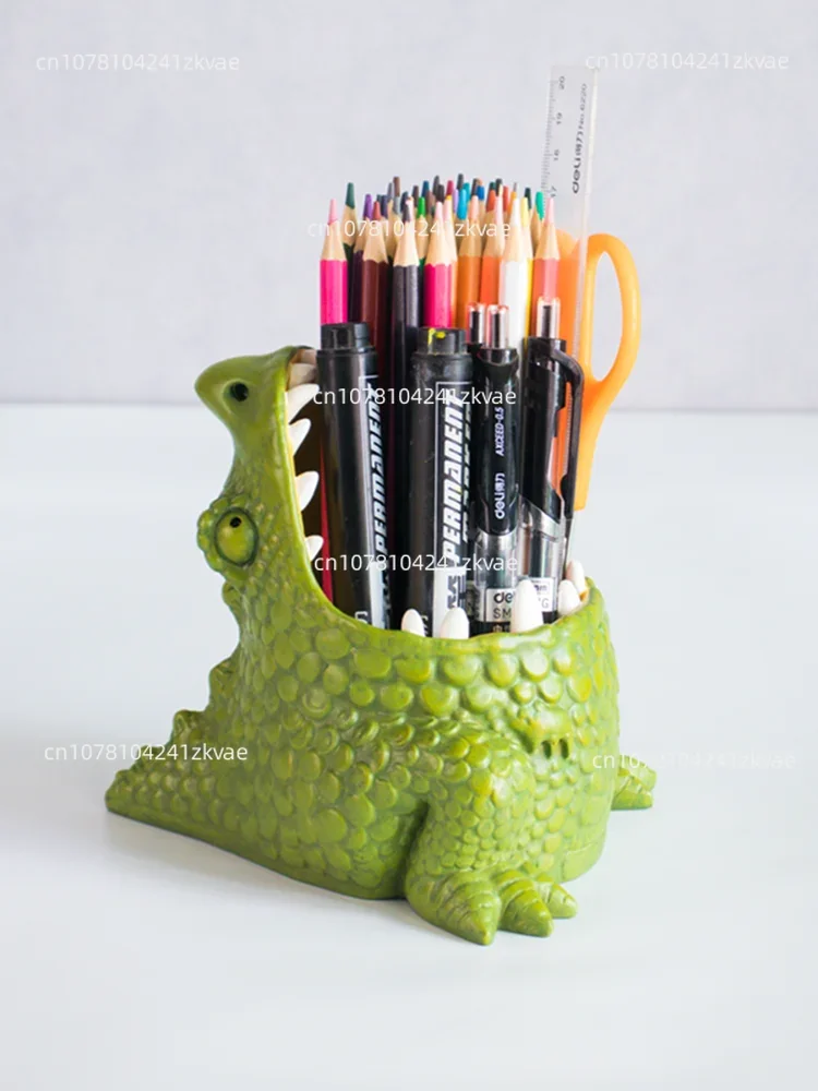 

Creative study fashion multifunctional office desktop storage cute ins big mouth dinosaur high-end pen holder