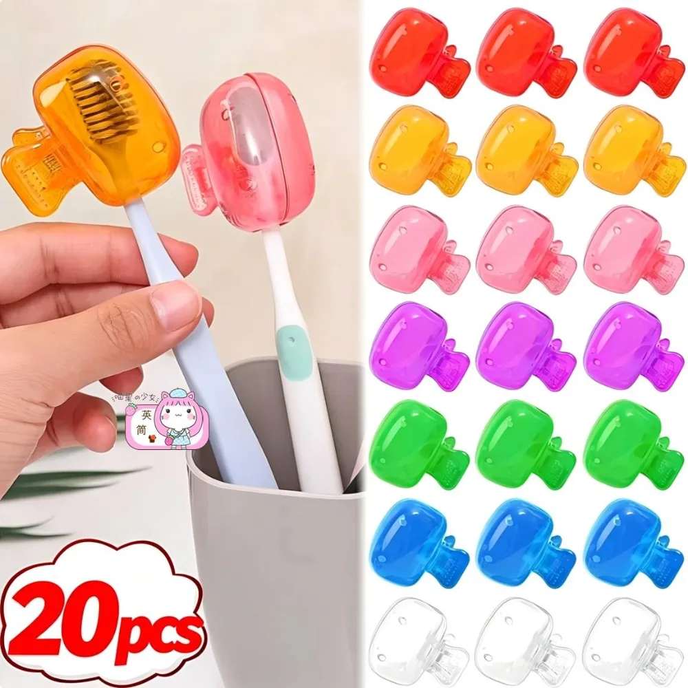 20/1PCS Portable Toothbrush Cover Holder Plastic Toothbrush Head Dustproof Clips Travel Hiking Camping Bathroom Brush Caps Case