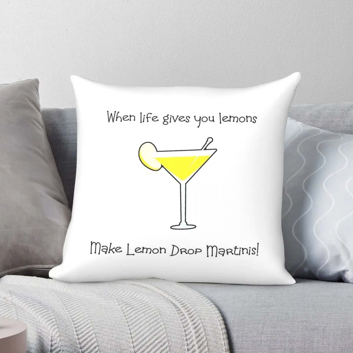 When Life Gives You Lemons Make Martinis Square Pillowcase Polyester Linen Velvet Creative Decor Throw Pillow Case Home Cushion