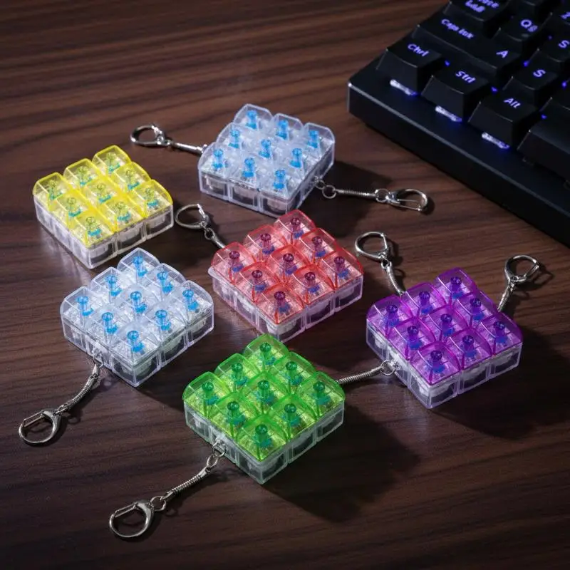 Geräuschloser Fidget-Stresskiller mit taktileen Tasten, transparenter Tastatur-ähnlicher Schlüsselanhänger für Ruhe – Detail 4