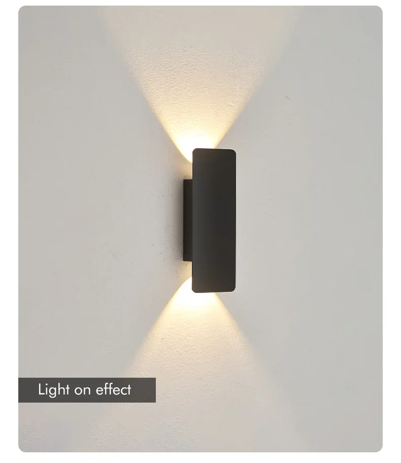 Outdoor Waterproof Wall Lamp Modern LED Lamp Black White Aluminum Up Lower Light Wall Lamps Waterproof IP65 110V 220V Fixtures