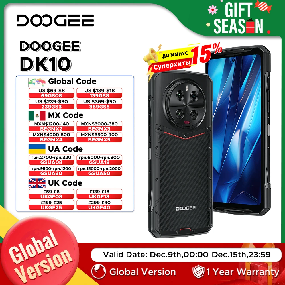 DOOGEE-DK 10 Telefone Robusto, Versão Global, 5G, 6,67 \