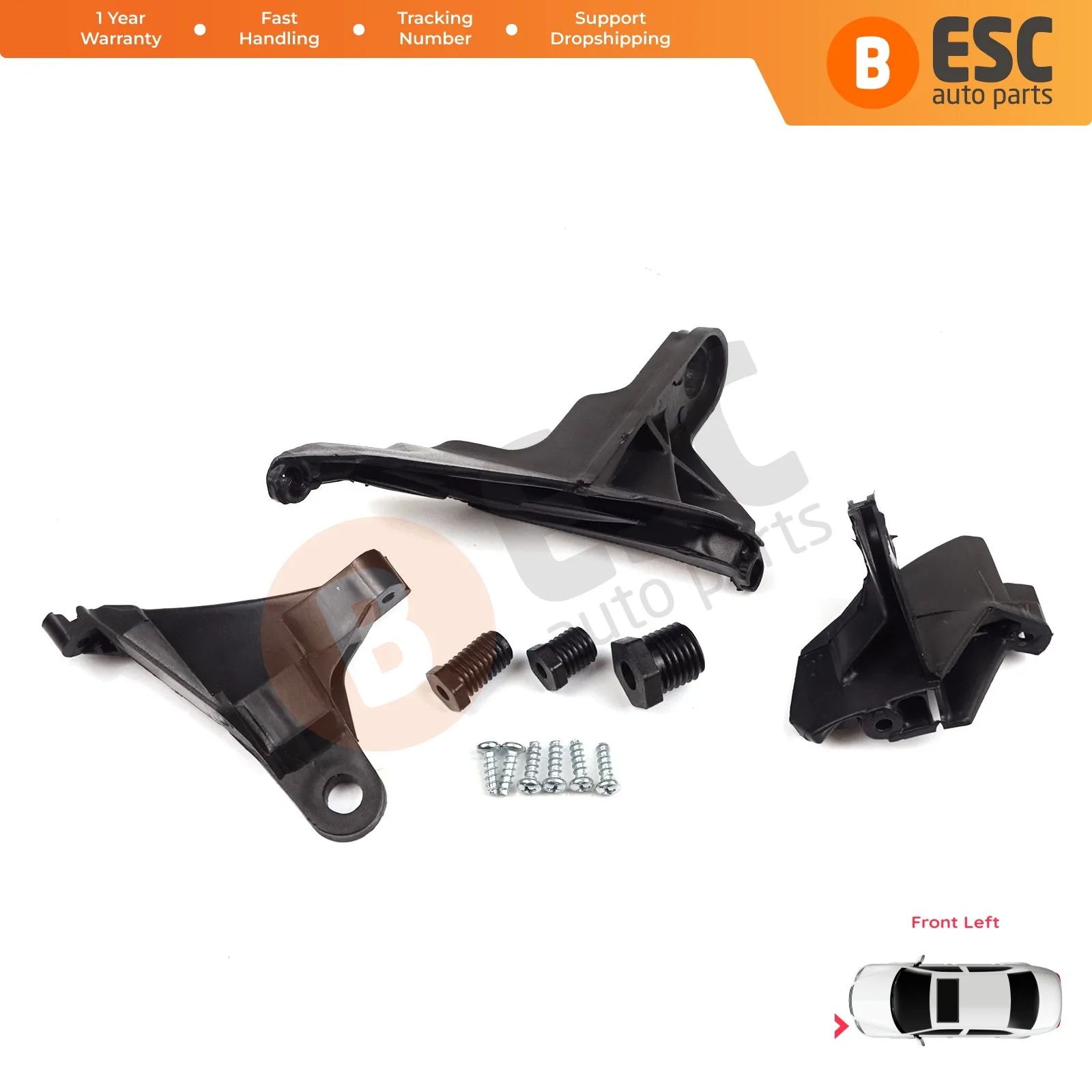 

ESC EHL18 Headlight Headlamp Brackets Holder Tabs Repair Set Left Side A2118201314 for Mercedes E Class W211 S211 2002 2009