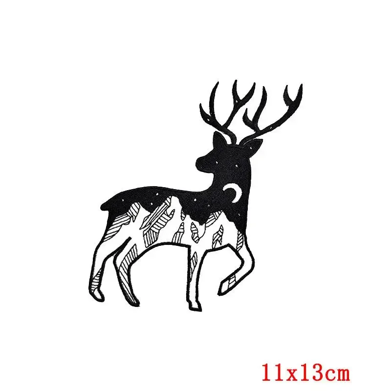 Embroidered Patch Iron On Patches for Clothing Pocket Deer Clothes Stickers Fabric Sewing Thermal Adhesive Applique Fusible