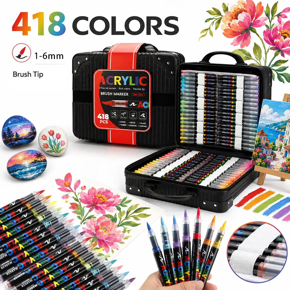418 Colors Acrylic Markers Set Artistic Painting Comics Illustration Design DIY Crafts Canvas Professional Art Drawing Supplies