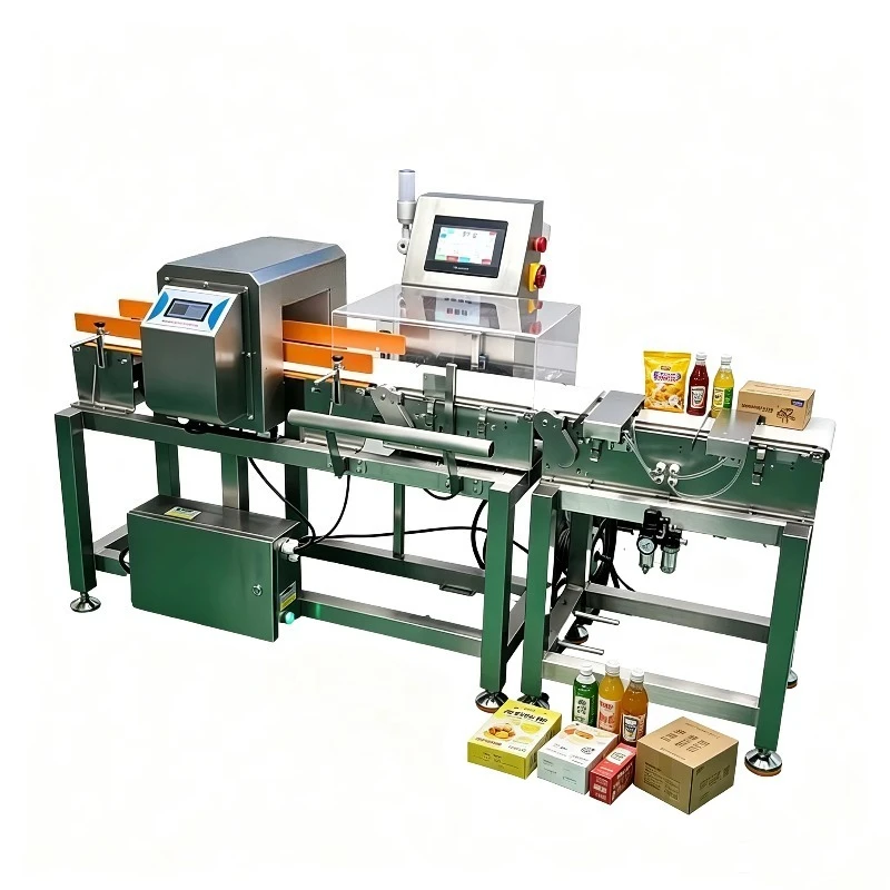 Combined Conveyor Metal Detector and Checkweigher for Food Drink Package Inspection