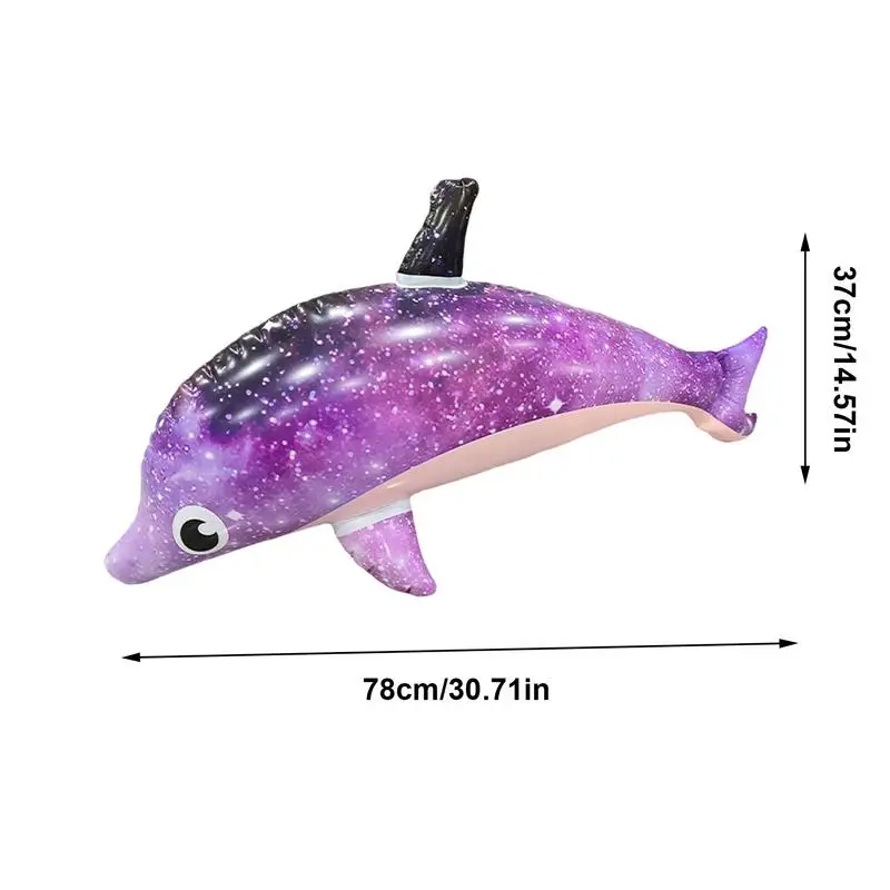 Dolphin Float Inflatable Animals For Pool Cute Starry Dolphin Floatie Thickened Inflatable Sea Animals Photo Props Aquatic