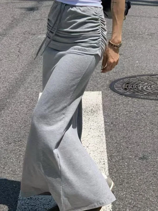 

Модная женская летняя юбка-обманка с разрезом, имитирующая две части, новинка, индивидуальный дизайн, длинная юбка-обертка