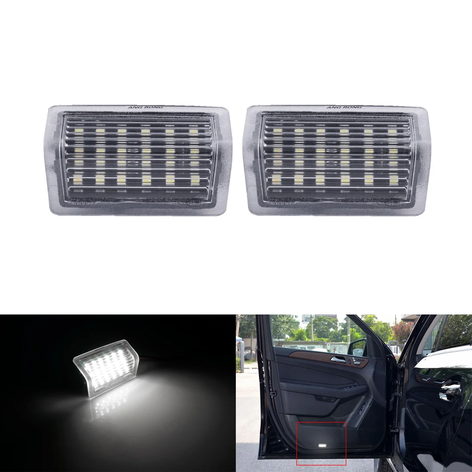 2x White Canbus LED Courtesy Door Footwell Light Lamps For Mercedes Benz W176 W246 X253 X156 X166 W166 W213 W204 W205 W212 W213