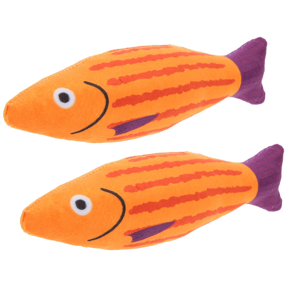 2 Pcs Cat Chew Toy Fish Shaped Catnip Toys Interactive Kids Bite Resistant for Cats