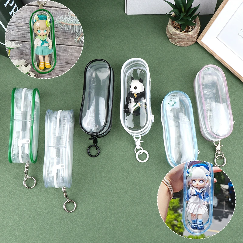 Mini Transparent Cosmetic Brush Storage Bag Coin Purse KeyChain Pendant Organizer Key Lipstick Earphone Bag Wallet