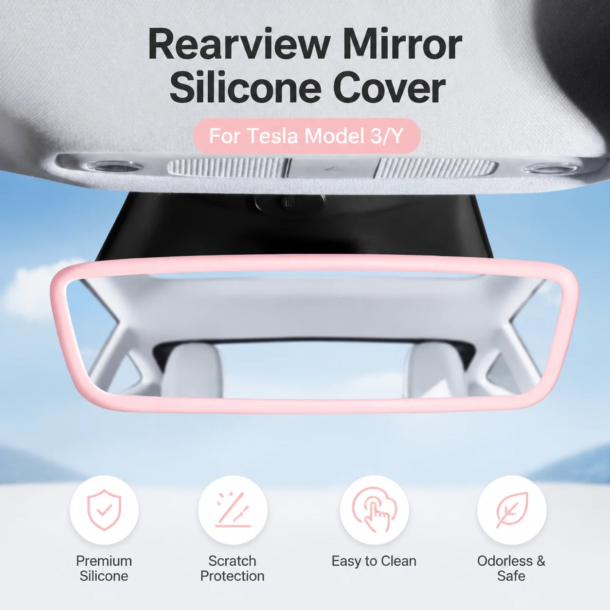 Custom Silicone Rubber Rear View Mirror Protector Frame Shockproof Mirror Trim Shell Styling Parts For Tesla Model 3/Y