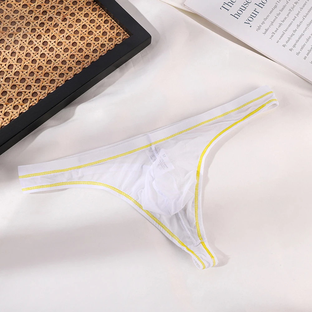 

1pc Fashion Casual Mens See Through Mesh Low Waist Thongs Briefs Underwear Breathable Panties Pouch G-strings