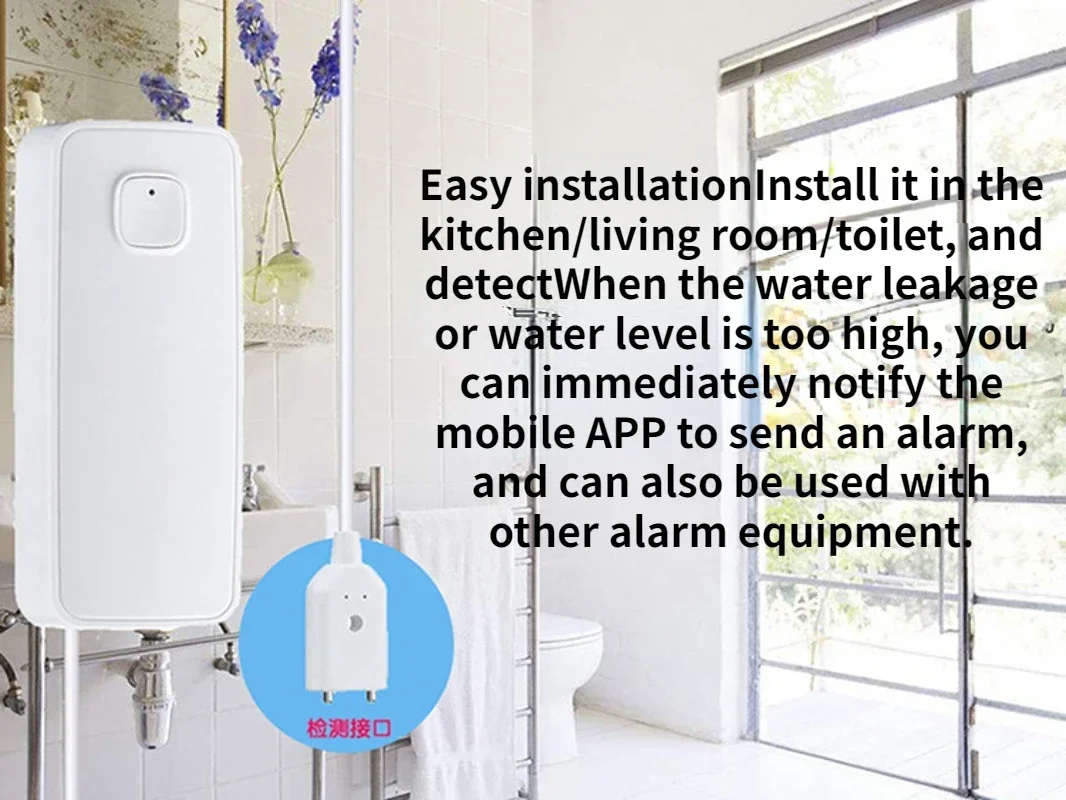 Alarma de inmersión de agua con WIFI, detector de fugas de agua, manipulador de enlace, alto decibelio