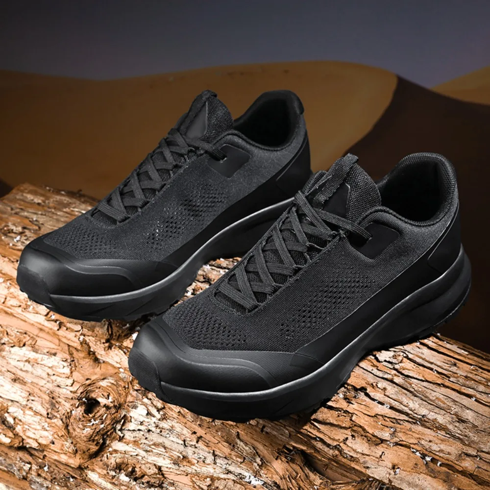 Men's Quick-Lace Hiking Shoes Breathable Mesh Anti-Slip Rubber Outdoor Casual Sports Shoes Cushioned Lightweight Training Shoes