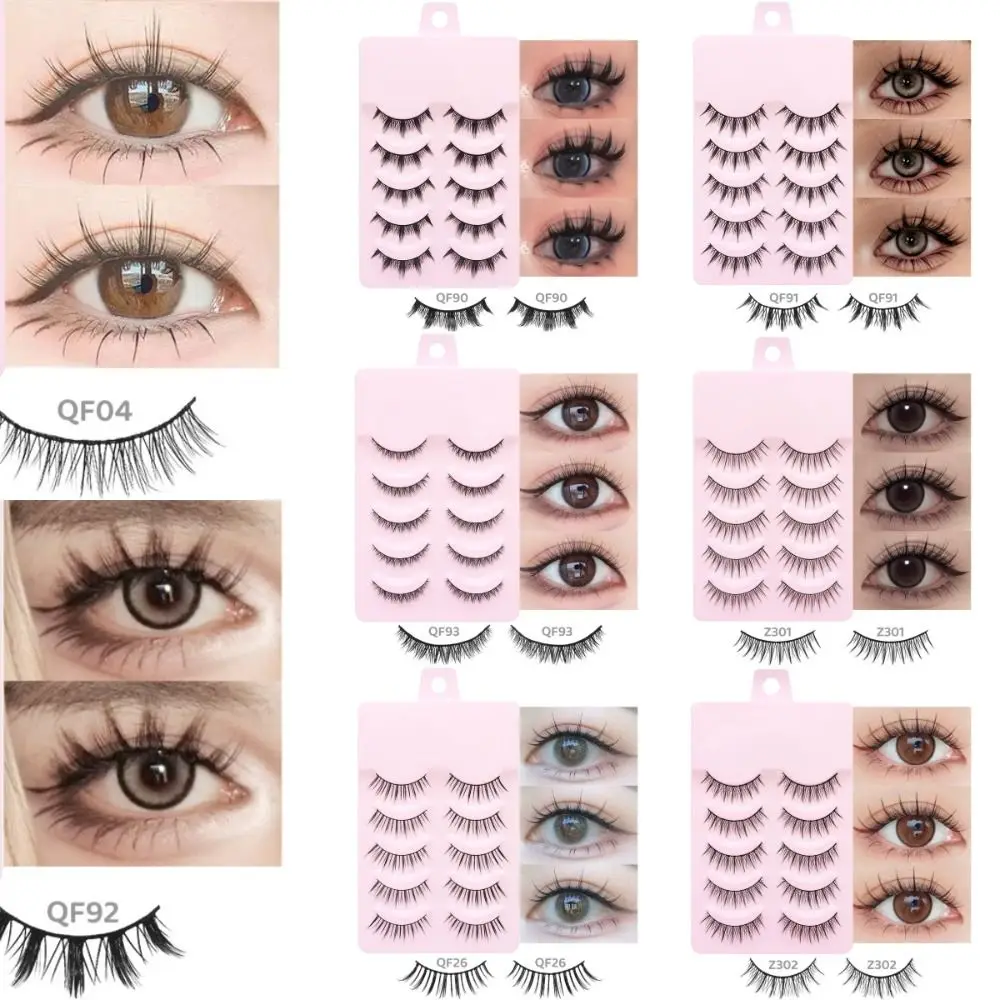 Popular 5 Pairs Manga Lashes Multiple Styles Anime Cosplay Segmented False Eyelashes Handmade DIY Nude Makeup Men