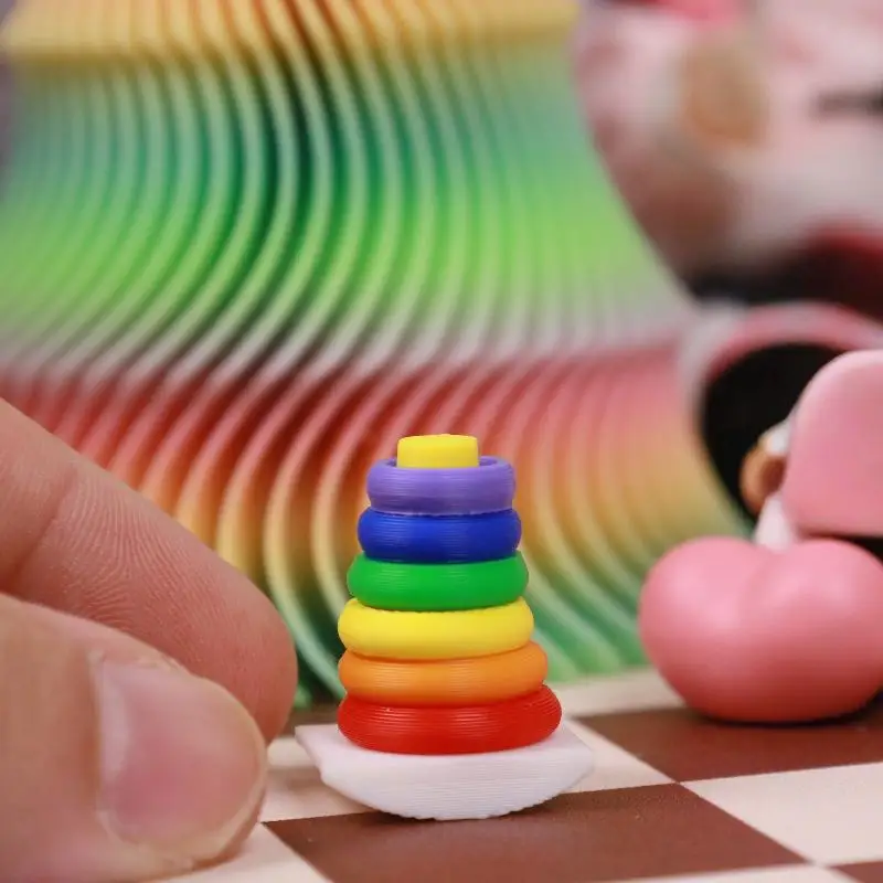 【M】2 Sets Dollhouse Early Learning Rainbow Stacking Toys Puzzle Development Intelligence Rainbow Tower Baby Toy Gift Stack Ring