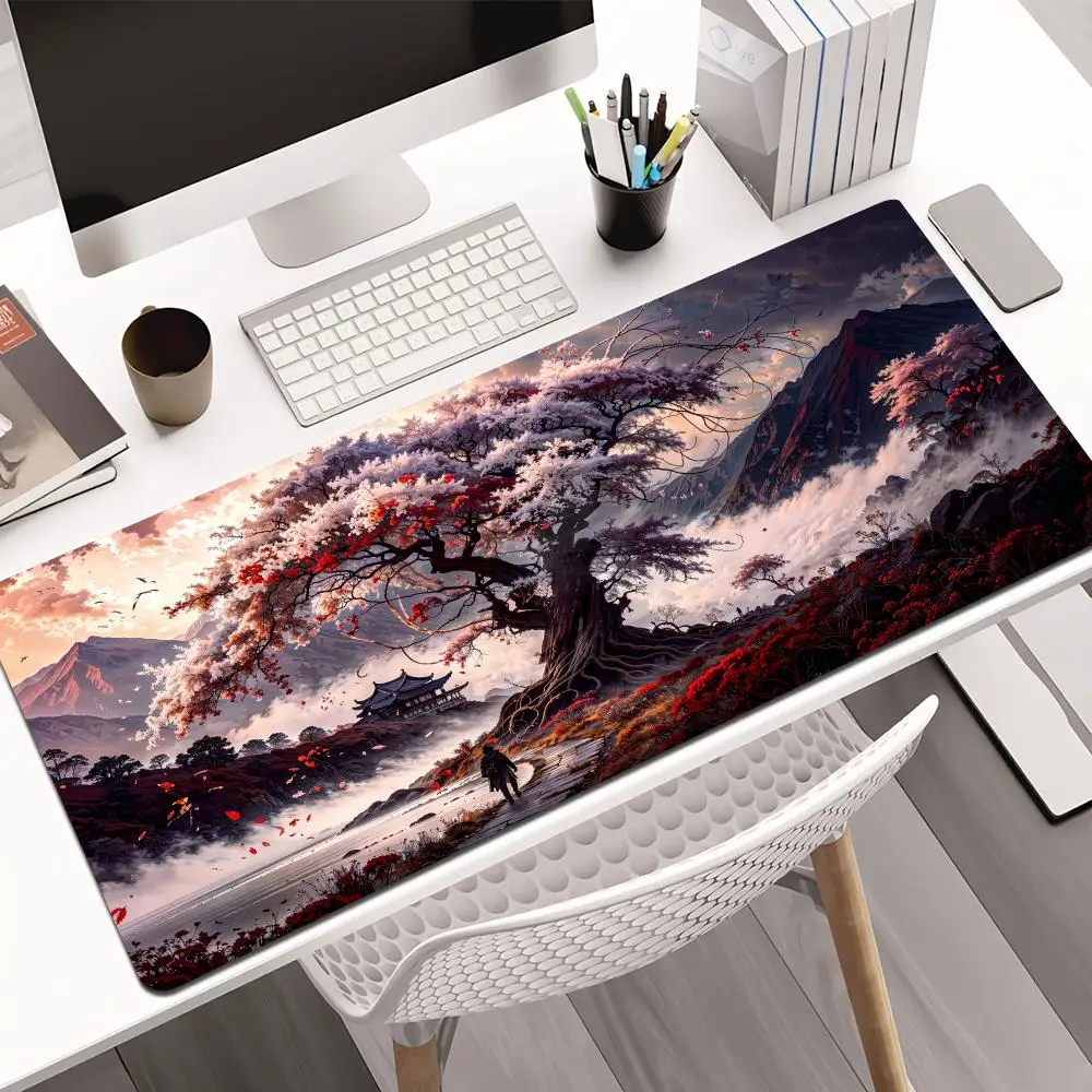 巨大な芸術的な古代の木のパターンデザインマウスパッドゴム滑り止めデスクマットゲーマー PC アクセサリーゲームマットキーパッドマウスパッド