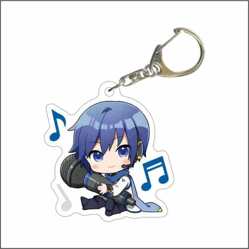 Hatsune Miku Keychains Kaito Rin Len Luka New Anime MEIKO Kawaii Q Version Figures Acrylic Key Chain Pendants Model Toys Gifts