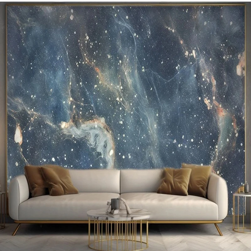 

Сверкающие современные обои с мультяшным рисунком, синий мрамор, текстурированный настенный декор, фон для кабинета, настенная роспись