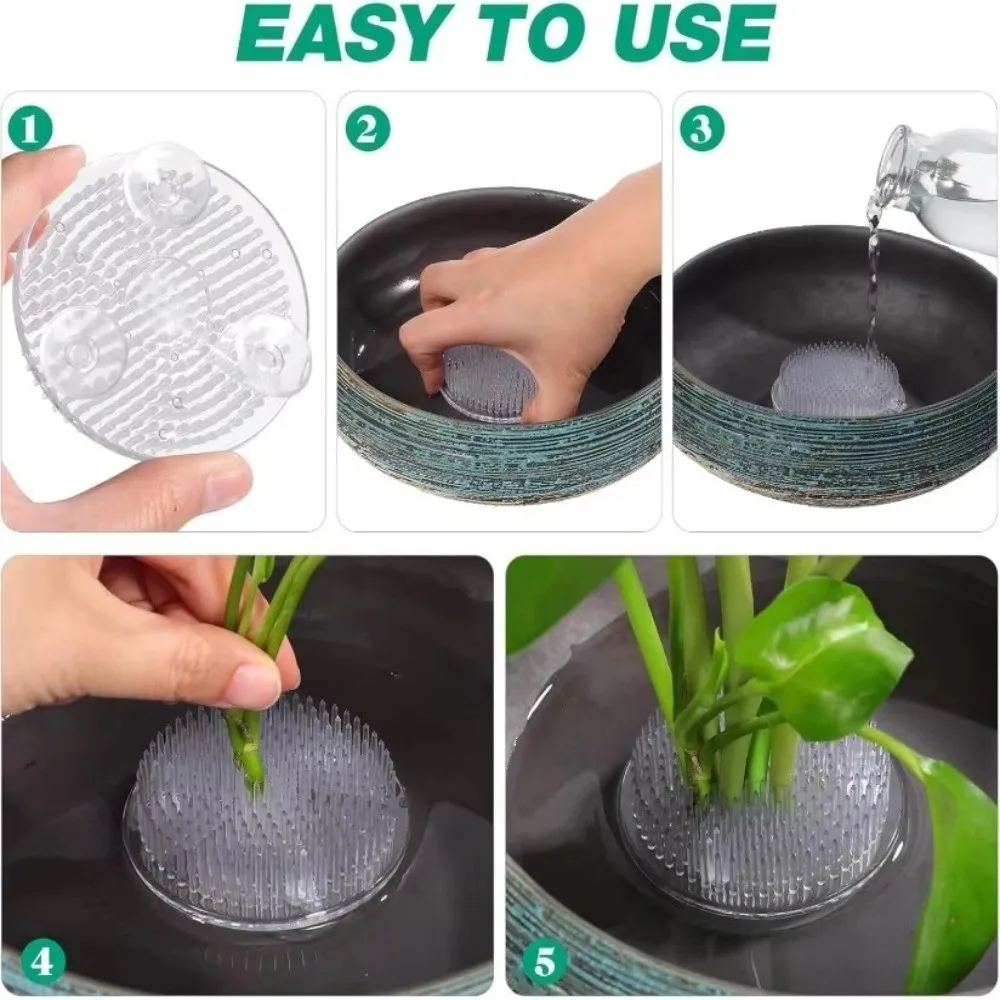 Suction Cup Round Ikebana Stem Holder Dense Spike Structure Transparent Floral Fixing Bracket Fixed Base Flower Art Fixing Base