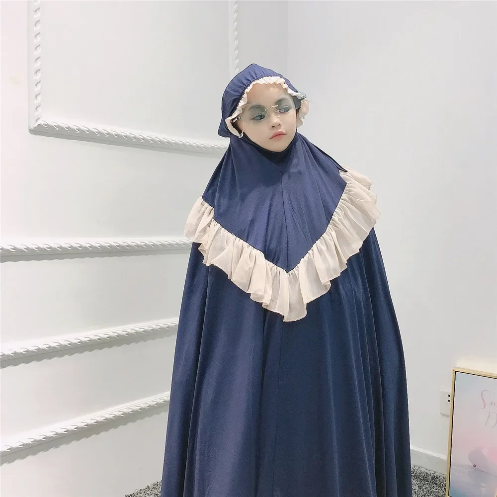 Eid musulman enfants filles prière vêtement Robe arabe turquie Khimar Caftan dubaï Hijab Abaya ensemble Islam vêtements caftan Djellaba Robe