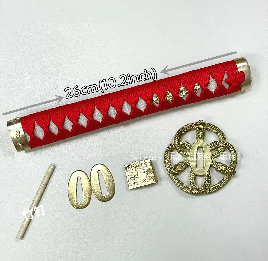 

Набор отличных 26 см ручек Tsuka, латунная цевье, Gaurd Tsuba Habaki Seppa для японского самурая, катаны, фитинги для меча