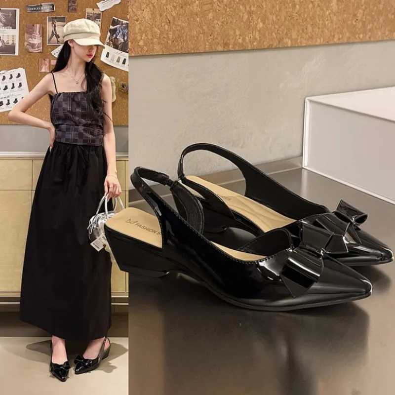 2026 Elevated  Shoes Women's Spring Summer New Style Fairy Tale Light Mouth Butterfly Knot Single Shoes