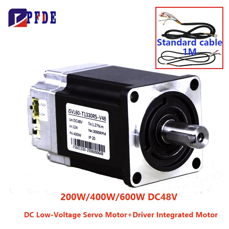 60st 48V DC Low-voltage Servo Motor Built-in Driver Integrated Servo Support RS485 CAN Communication Mode 200W 400W 600W 3000RPM