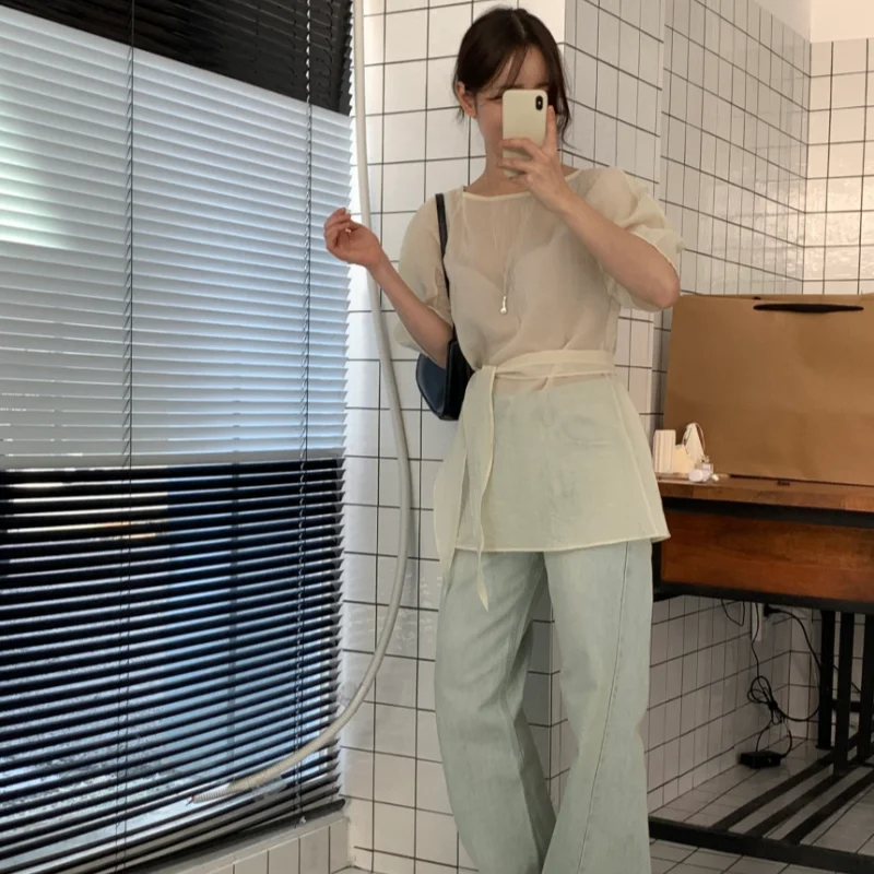 Apricot shirt + ribbon