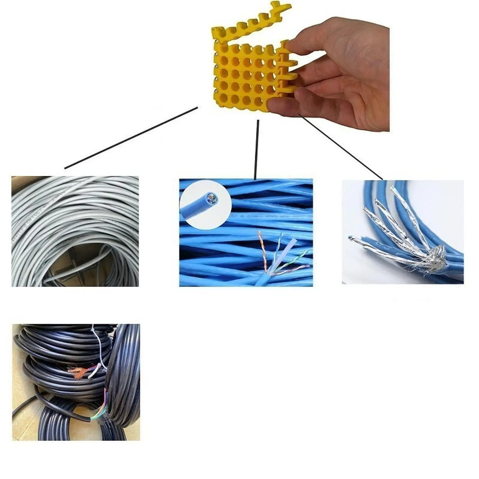 Yellow Network Cable Dresser Cable Organizer Wire Bundling Tool for Structured Cable Management Cat