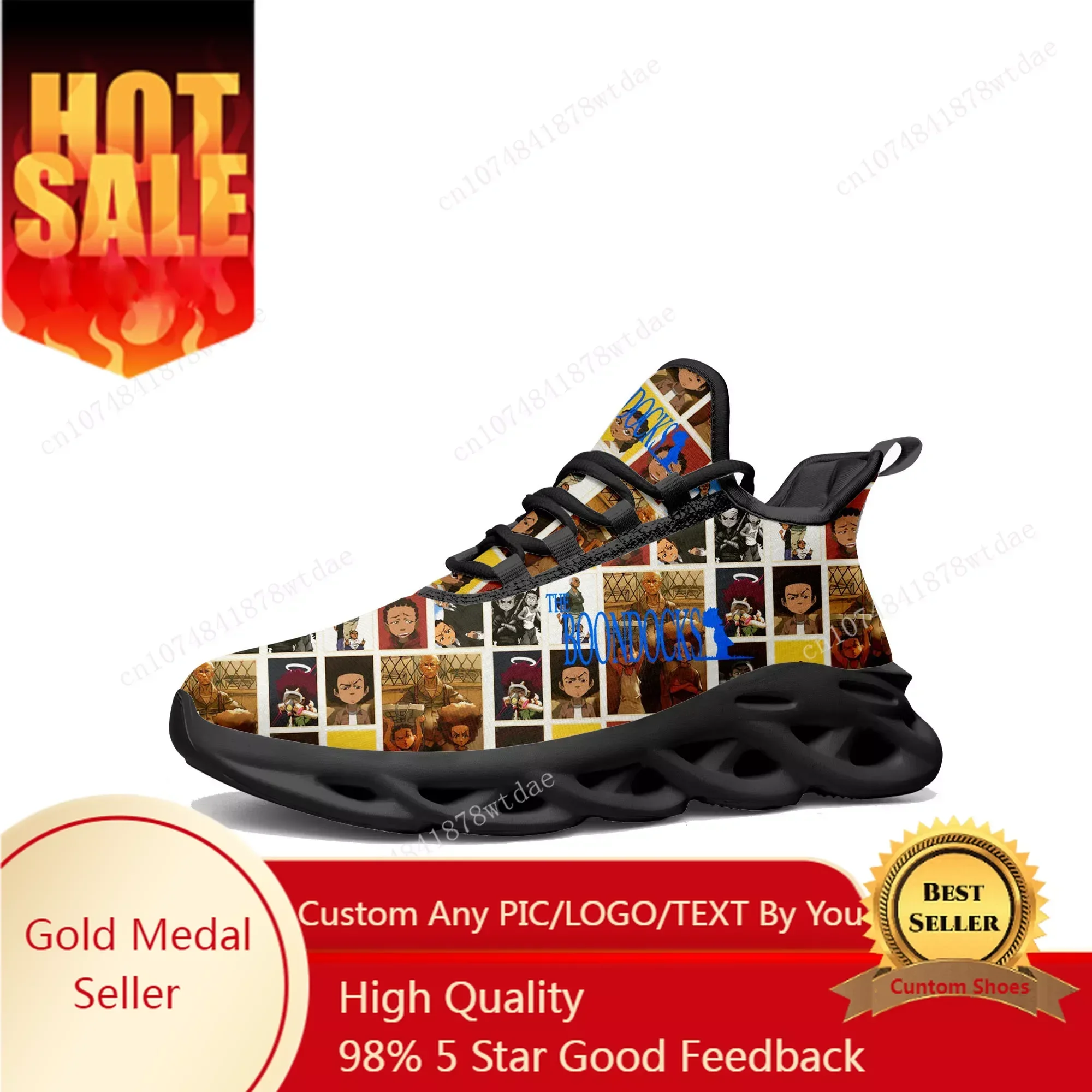 

Boondocks Huey Riley Freeman Flats Sneakers Mens Womens Teenager Sports Running Shoes High Quality Custom Lace Up Mesh Footwear