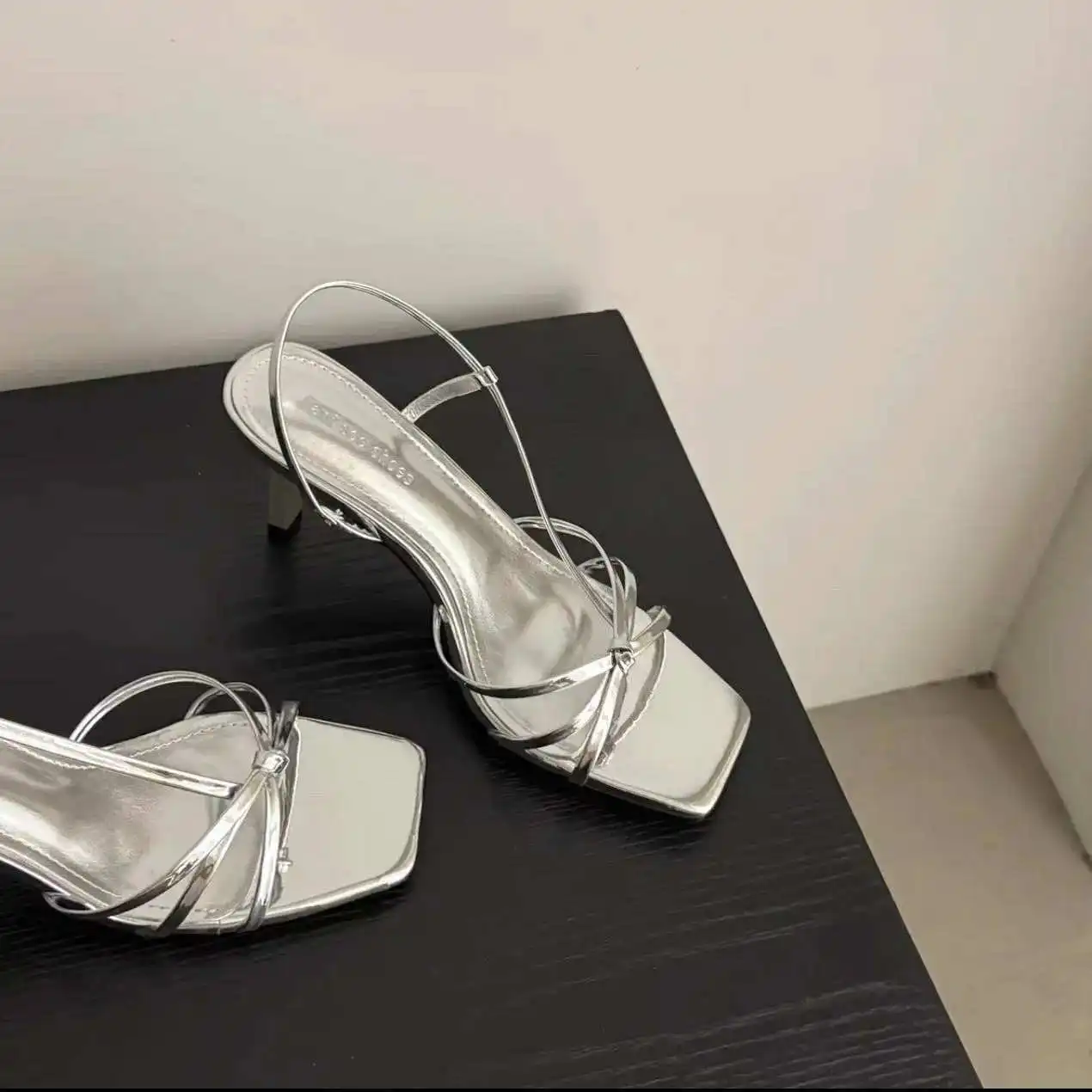 

Faionable, летние женские босоножки на высоком каблуке 2023, универсальные повседневные босоножки без шнуровки на тонком каблуке Fairy Sle с квадратной головкой