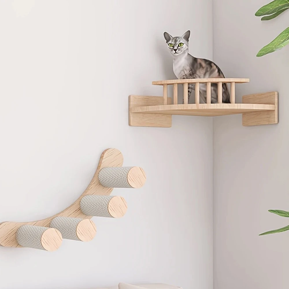 

Creative Cat Climbing Ladder Integrated with Lookout Tower Keep Your Cat Entertained Durable Construction