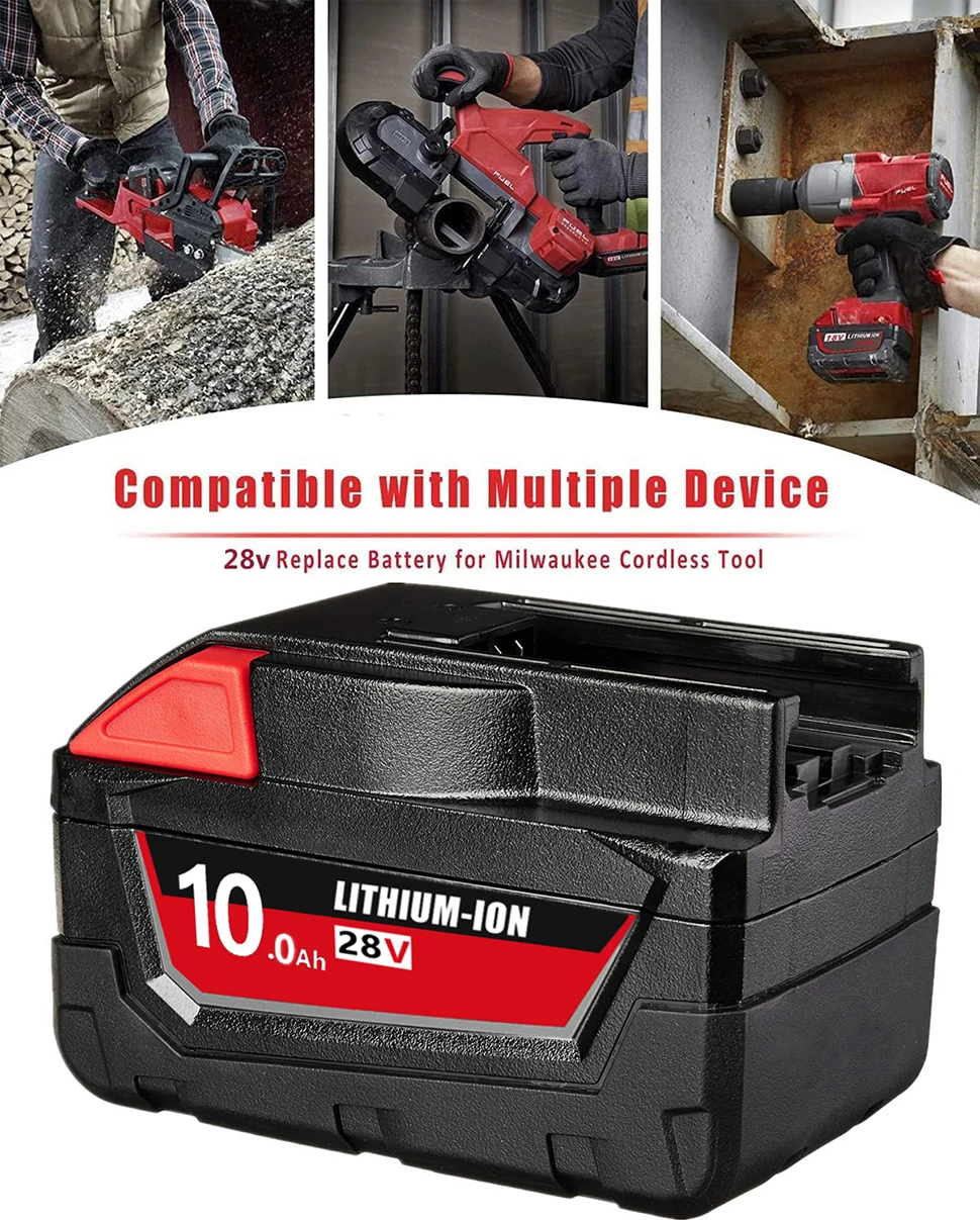 Pro Milwaukee 28V 12.0Ah M28 baterie Li-Ion Náhradní baterie pro Milwaukee 28V M28 48-11-2830 0730-20 Baterie do nářadí - náhled 4