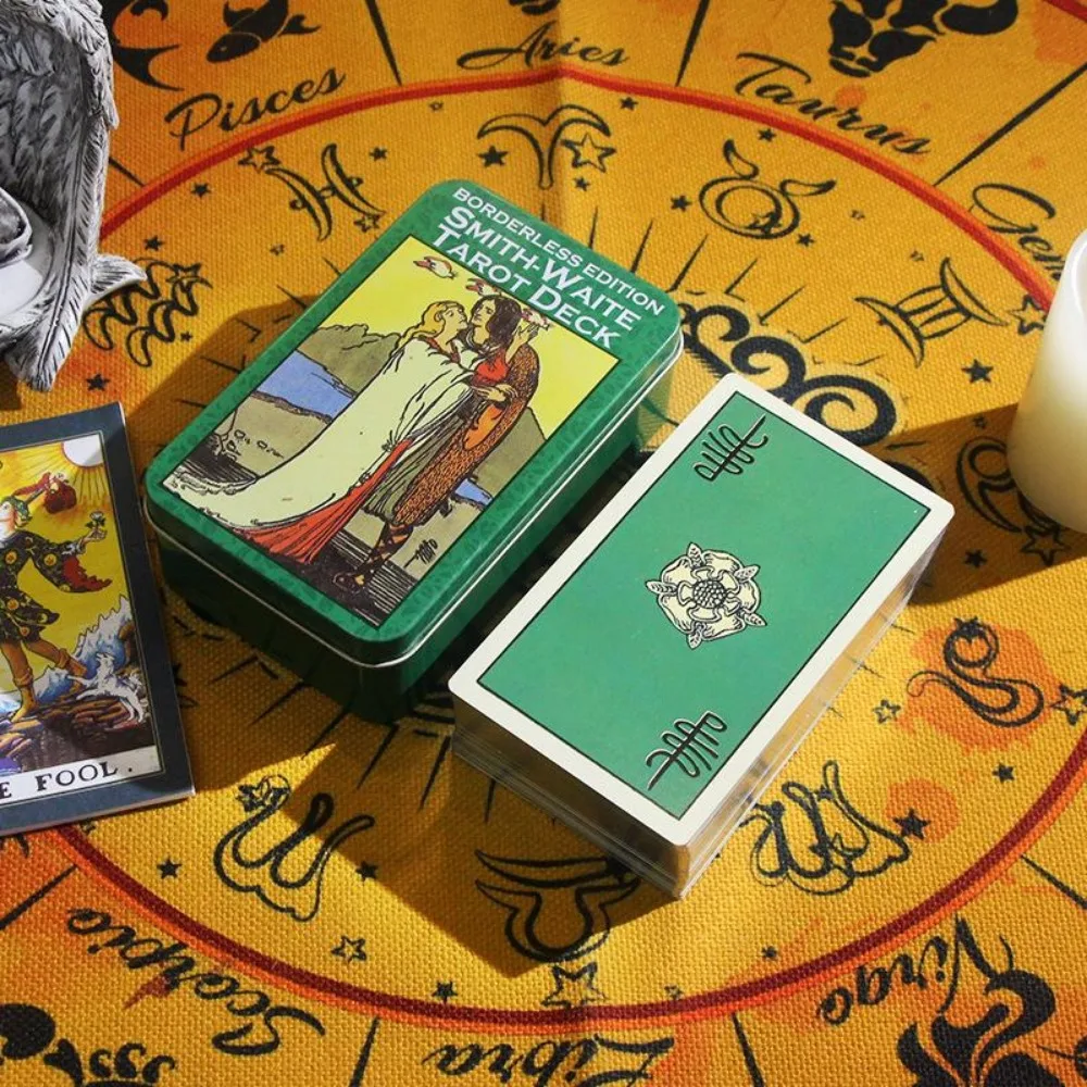 Borderless Smith Waite Tarot Card Games, Iron Box, 12x7cm