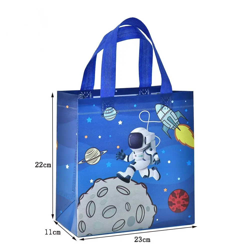 Tas tangan penyimpan mainan, kantong belanja portabel kapasitas besar, ransel penyimpanan mainan astronot motif kartun, tas tangan cetak kain tidak ditenun baru