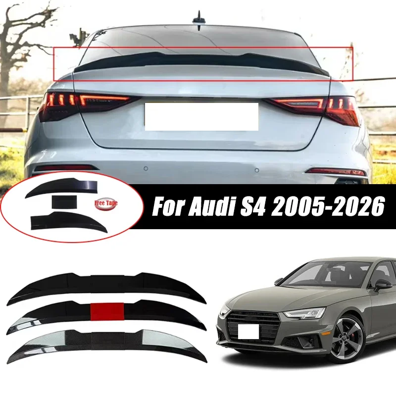 3pcs Sedan Rear Trunk Spoiler For Audi S4 2005-2026 Adjustable DIY Modified Trunk Spoiler Automotive Accessories
