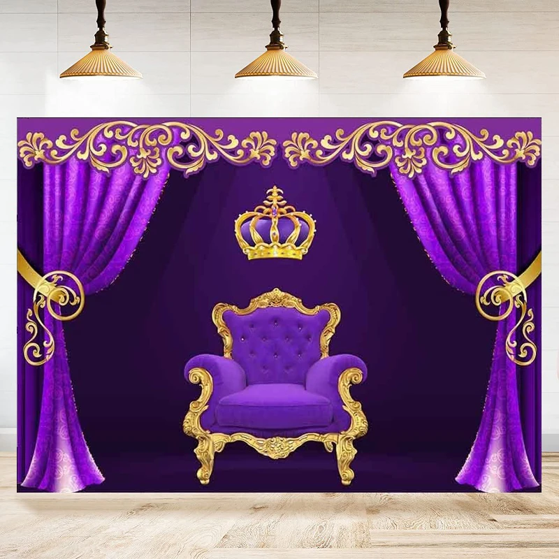 Crown King Queen Photography Backdrop Royal Chair Throne Stage Theater Background Royalty Personal Portrait Shooting Adults Kids