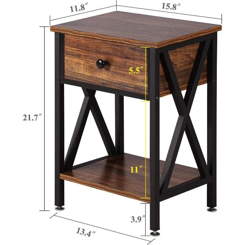 Modern Versatile Nightstands X-Design Side End Table Night Stand Storage Shelf