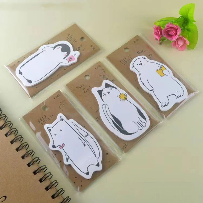 120 Sheets Sticky Notes Cartoon Animal Sticky Adhesive Notes Memo Pads Notes Cute Sticky Pad Self Stick Notepad Page Markers