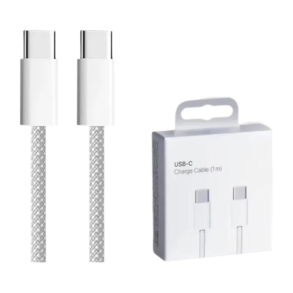 Câble tressé de charge rapide PD 60W double USB-C pour iPhone 15 16 Pro Max 15 16 Plus câble de chargeur rapide de Type C à Type C avec boîte