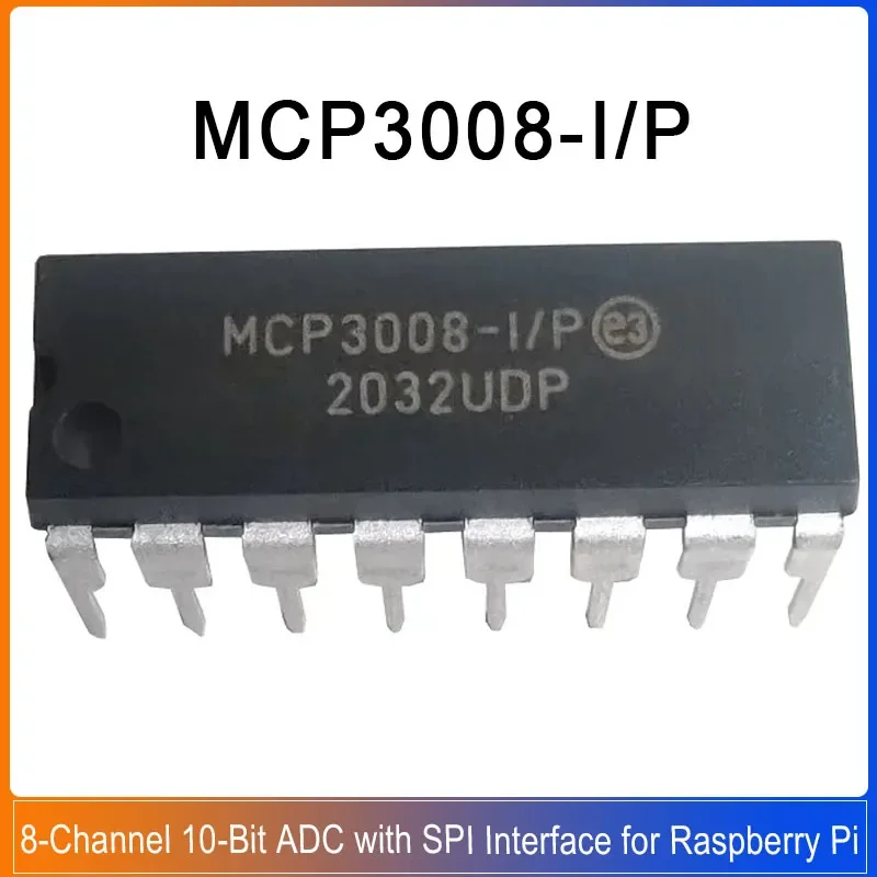 10 PCS P Mcp3008 DIP-16 Mcp 8-Channel 10-Bit ADC with SPI Interface for Raspberry Pi Digital to Analog Converter