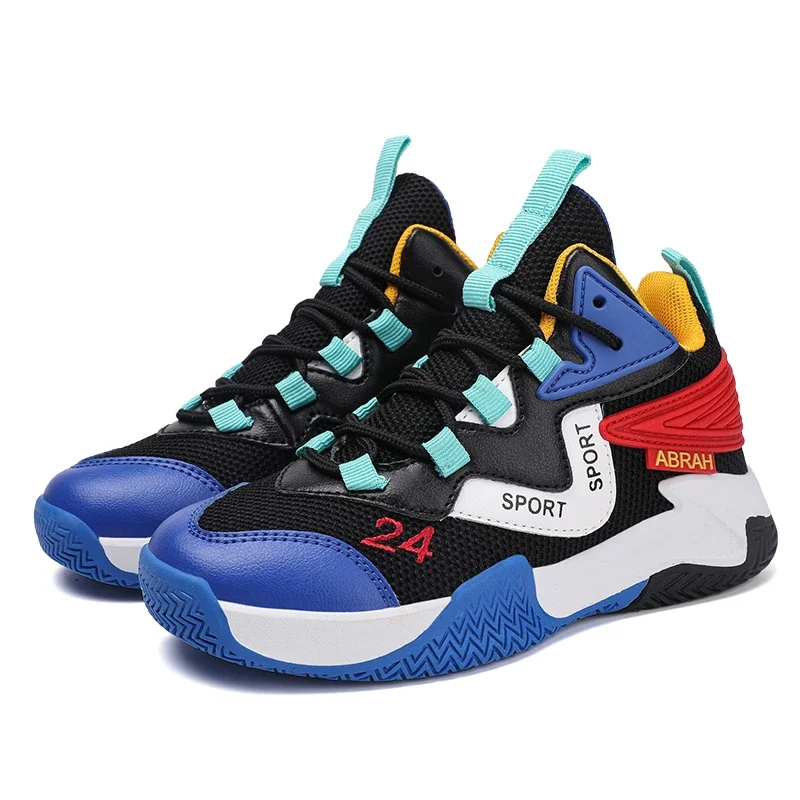 High Quality Boys Basketball Shoes Kids Sneakers Soft Sole Tennis Kid Sport Shoes Outdoor Non-Slip Trainer Kid Zoom Basket Shoes