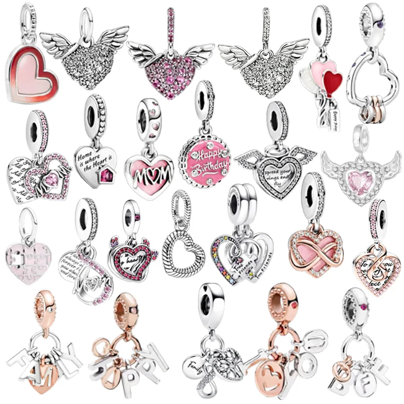 

Лидер продаж, подвеска из бисера с текстом в форме сердца, несколько серий, подходит для оригинального покрытия, серебряные украшения, изготовление ювелирных изделий своими руками, прекрасный подарок