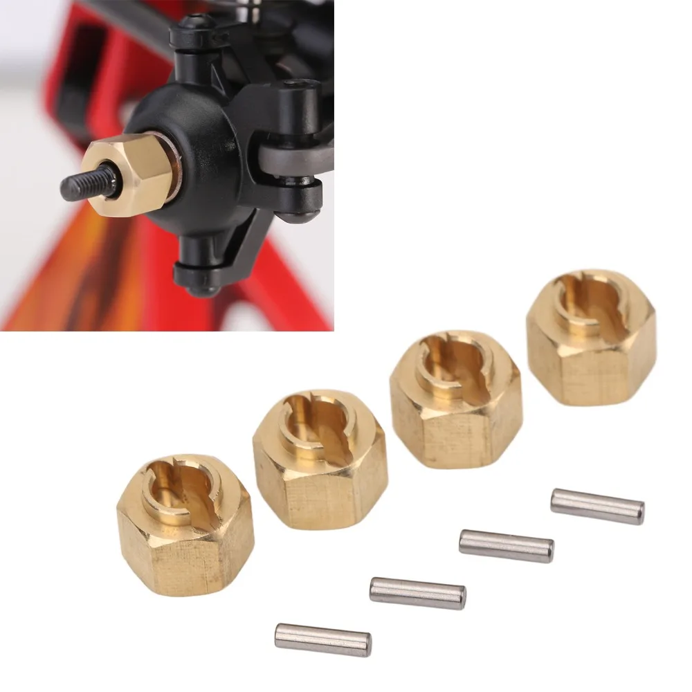 4Pcs/Set Brass RC Wheel Hex Hubs RC Crawler Accessories Golden Wheel Hex Hub for Traxxas TRX4M 1/18 RC Crawler Car